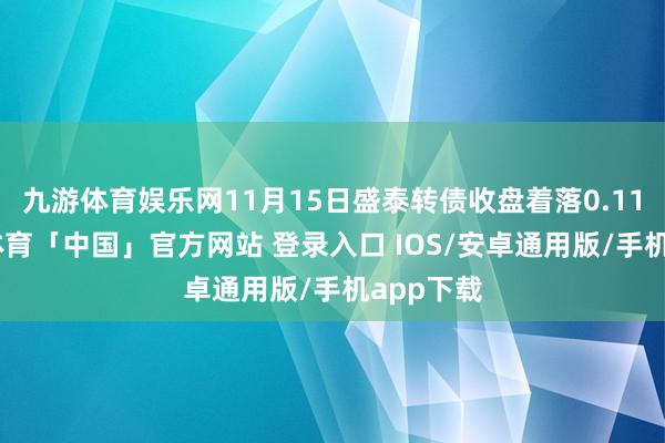 九游体育娱乐网11月15日盛泰转债收盘着落0.11%-九游体育「中国」官方网站 登录入口 IOS/安卓通用版/手机app下载